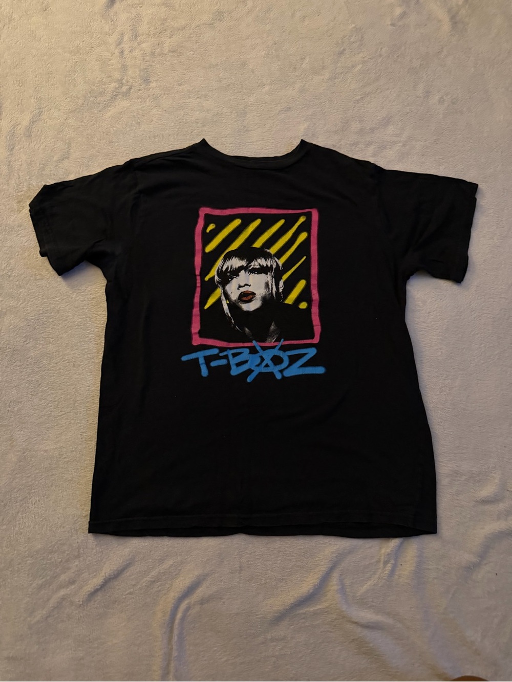Graphic Women’s Tee in Black with Neon Pop Artwork